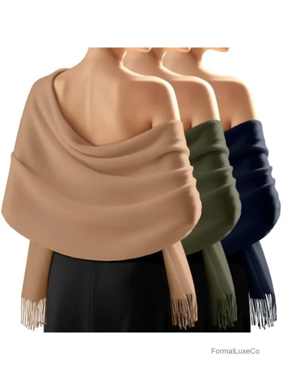 3 Pack Lightweight Shawl Wraps, Soft Polyester Blend, Wedding Bridesmaid